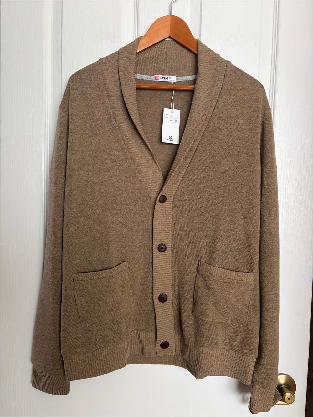 NWT - H2H Men's Shawl Collar Cardigan Sweater - Camel